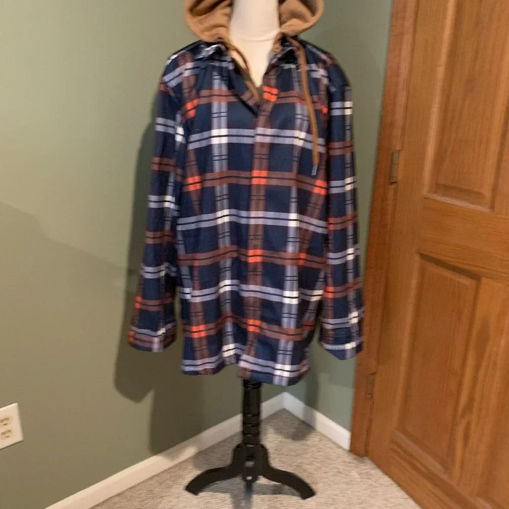MENS PLAID JACKET WITH HOOD SIZE 2XL #319 - Picture 1 of 6